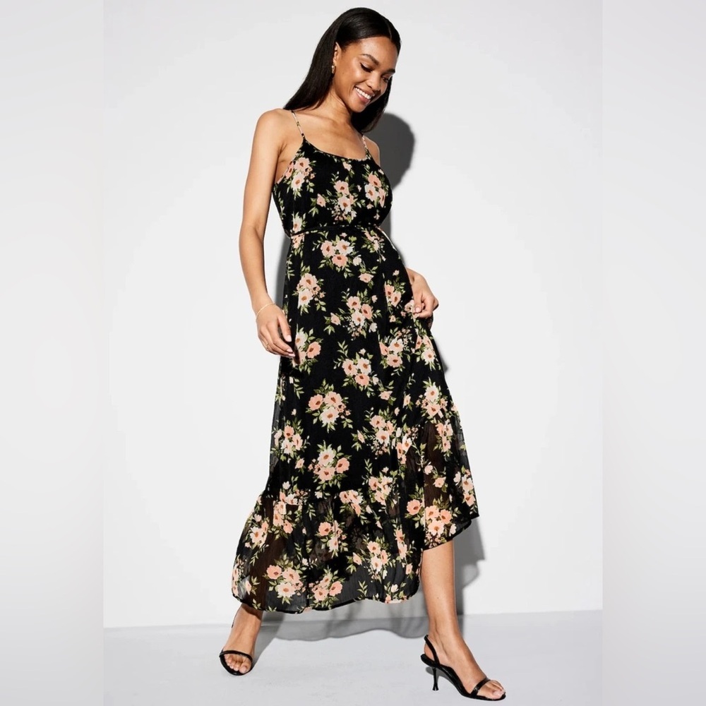 NWT Old Navy Black Floral Maxi Dress Wedding Guest Dress